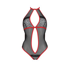 Сітчасте боді з мереживом на грудях Passion SATARA BODY S/M red