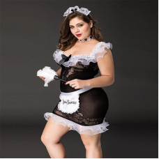 Костюм покоївки JSY «Слухняна Ельма» Plus Size Black, сукня, фартух, головний убір покоївки