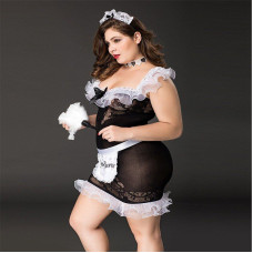 Костюм покоївки JSY «Слухняна Ельма» Plus Size Black, сукня, фартух, головний убір покоївки