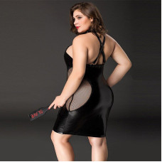 Еротична сукня JSY «Спокуслива Міла» Plus Size Black, прозорі вставки, стрепи, халтер