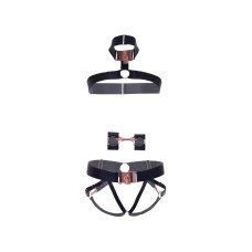 Комплект атласних ременів для бондажу Leg Avenue Satin elastic harness Set, One size, Black