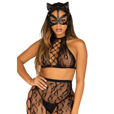 Маска кішки з екошкіри Leg Avenue Vegan leather studded cat mask Black