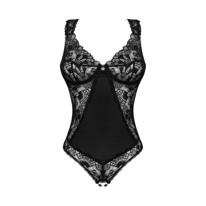 Мереживне боді Obsessive Donna Dream crotchless teddy M/L Black, відкритий доступ