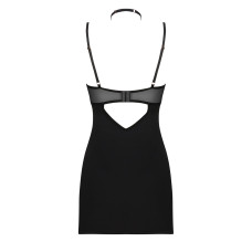 Сорочка Obsessive Selinne chemise & thong M/L Black, стрінги, подвійні бретелі