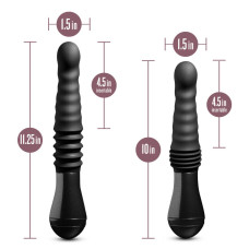 Пульсатор Blush Temptasia – Lazarus Thrusting Dildo – Black, ребристий стовбур, 3 швидкості