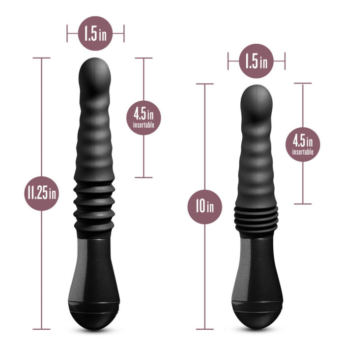 Пульсатор Blush Temptasia – Lazarus Thrusting Dildo – Black, ребристий стовбур, 3 швидкості