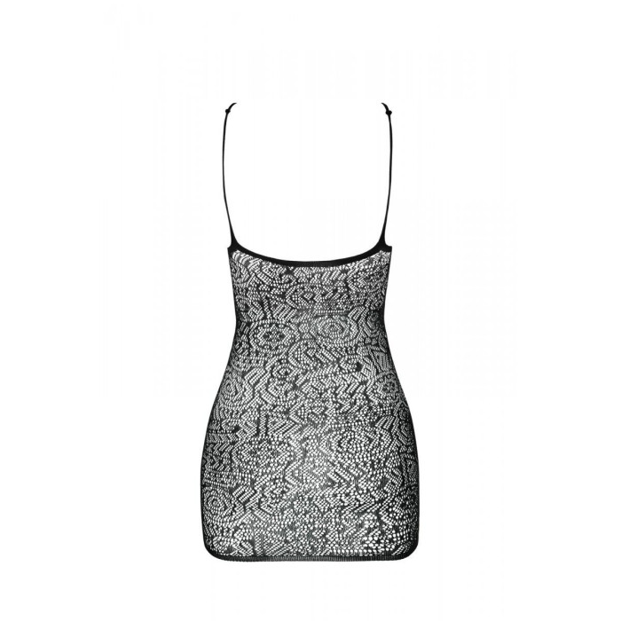 Ажурна мінісукня на тонких бретелях Passion BS096 One Size, black, плетіння на грудях