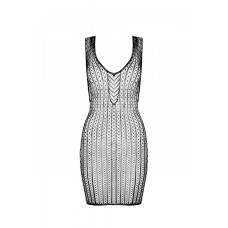 Мінісукня з вертикальним візерунком Passion BS097 One Size, black, плетіння з боків