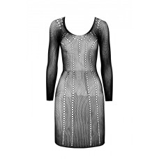 Напівпрозора мінісукня Passion BS101 One Size, black, рукави-мітенки