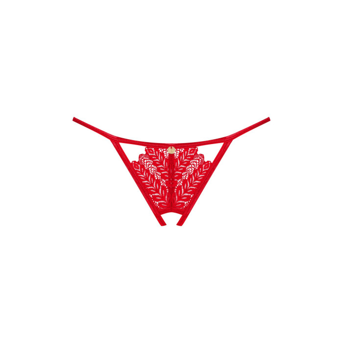 Трусики з доступом Obsessive Ingridia crotchless thong XL/2XL, червоні