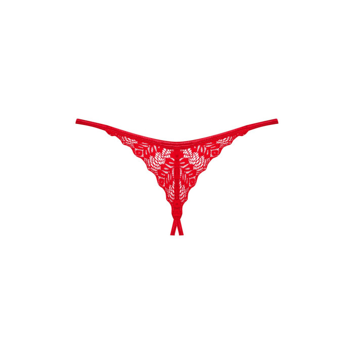 Трусики з доступом Obsessive Ingridia crotchless thong XL/2XL, червоні