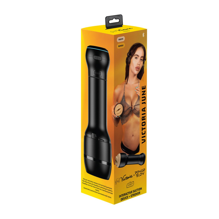 Мастурбатор-ротик Kiiroo FeelVictoria Mouth зі всмоктувальною інтерактивною насадкою PowerBlow Combo Set