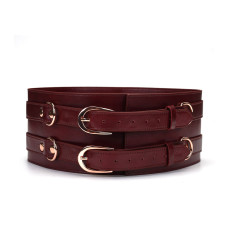 Шкіряний пояс для бондажу Liebe Seele Wine Red Waist Cuff, S Size