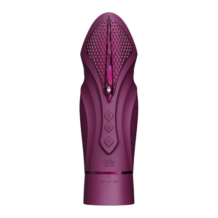 Компактна смарт секс-машина Zalo – Sesh Velvet Purple, 2 насадки, пульт ДК, кристал Swarovski