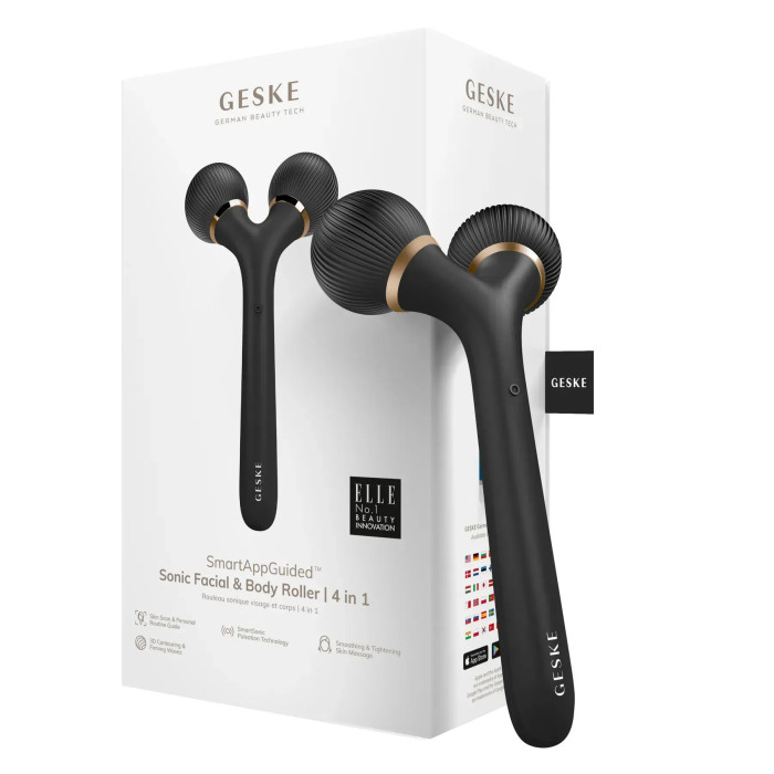 Електронний ультразвуковий ролик для обличчя та тіла GESKE Sonic Facial&Body Roller 4в1 gray