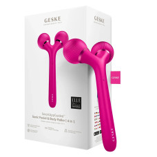 Електронний ультразвуковий ролик для обличчя та тіла GESKE Sonic Facial&Body Roller 4в1 magenta