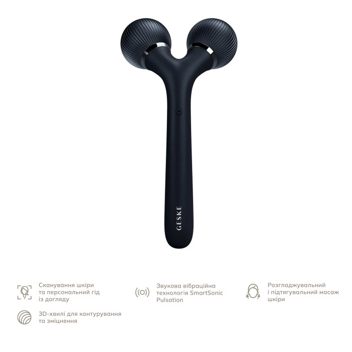 Електронний ультразвуковий ролик для обличчя та тіла GESKE Sonic Facial&Body Roller 4в1 black