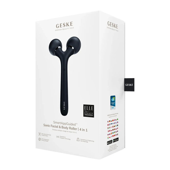 Електронний ультразвуковий ролик для обличчя та тіла GESKE Sonic Facial&Body Roller 4в1 black