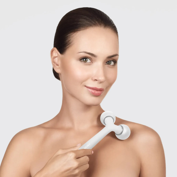 Електронний ультразвуковий ролик для обличчя та тіла GESKE Sonic Facial&Body Roller 4в1 white