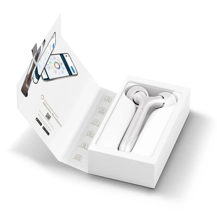 Електронний ультразвуковий ролик для обличчя та тіла GESKE Sonic Facial&Body Roller 4в1 white