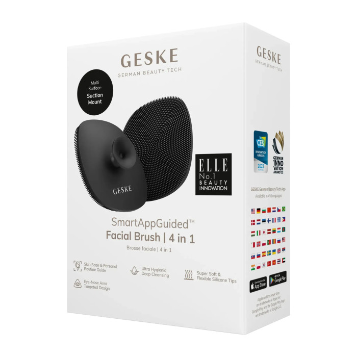 Щітка для обличчя GESKE Facial Brush 4в1 з тримачем gray