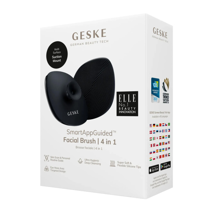 Щітка для обличчя GESKE Facial Brush 4в1 з тримачем black