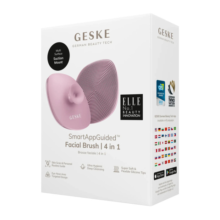 Щітка для обличчя GESKE Facial Brush 4в1 з тримачем pink