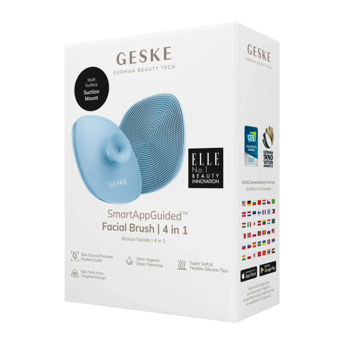 Щітка для обличчя GESKE Facial Brush 4в1 з тримачем aquamarine