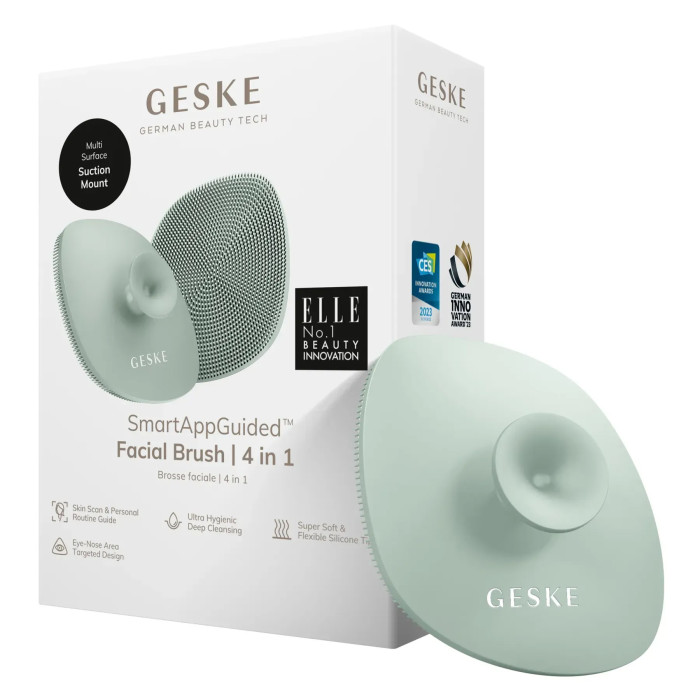 Щітка для обличчя GESKE Facial Brush 4в1 з тримачем green