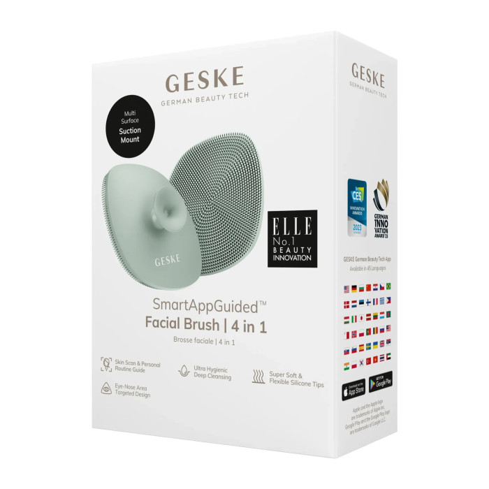Щітка для обличчя GESKE Facial Brush 4в1 з тримачем green
