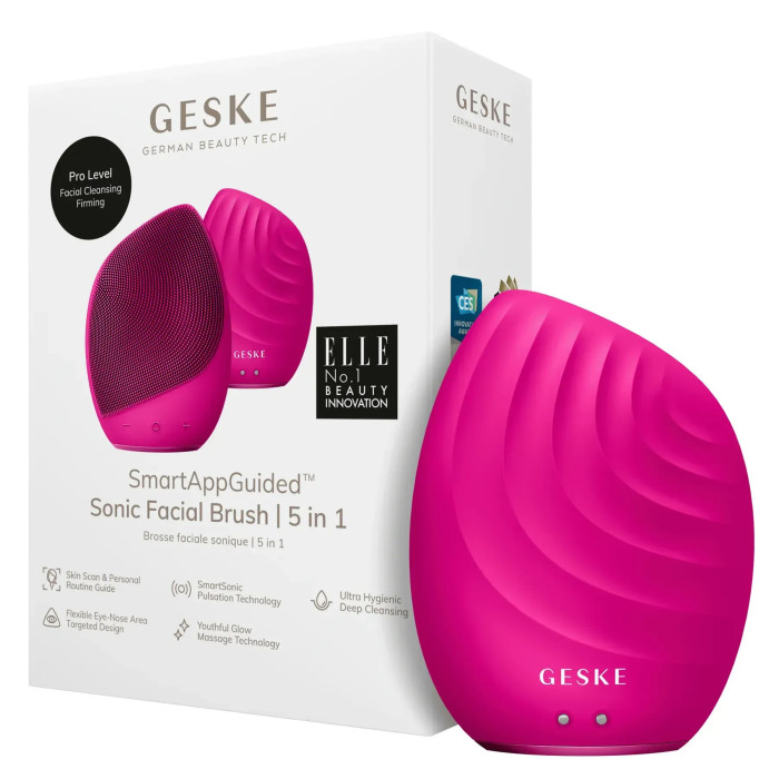 Електронна ультразвукова щітка для обличчя GESKE Sonic Facial Brush 5в1 magenta