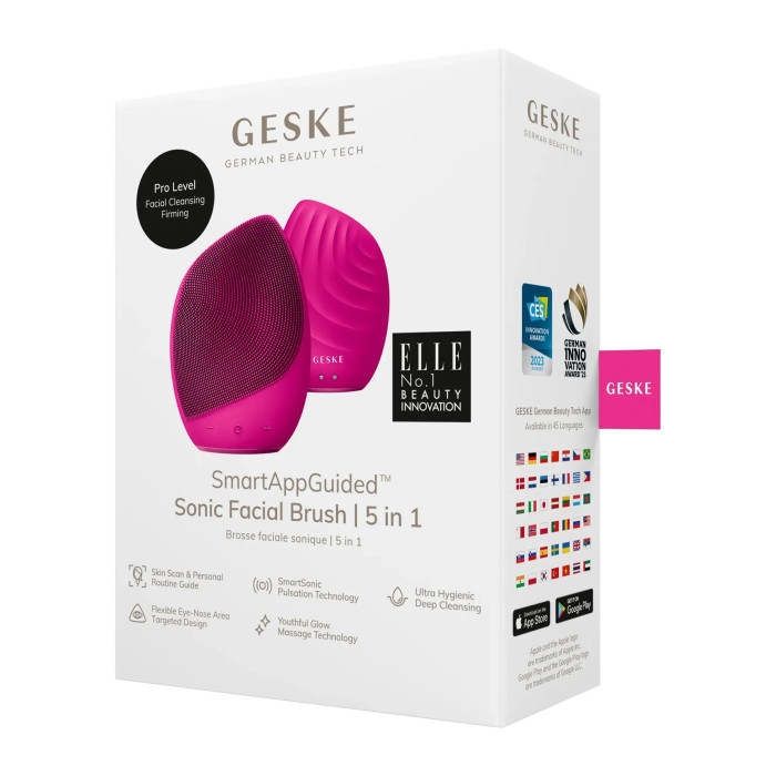 Електронна ультразвукова щітка для обличчя GESKE Sonic Facial Brush 5в1 magenta