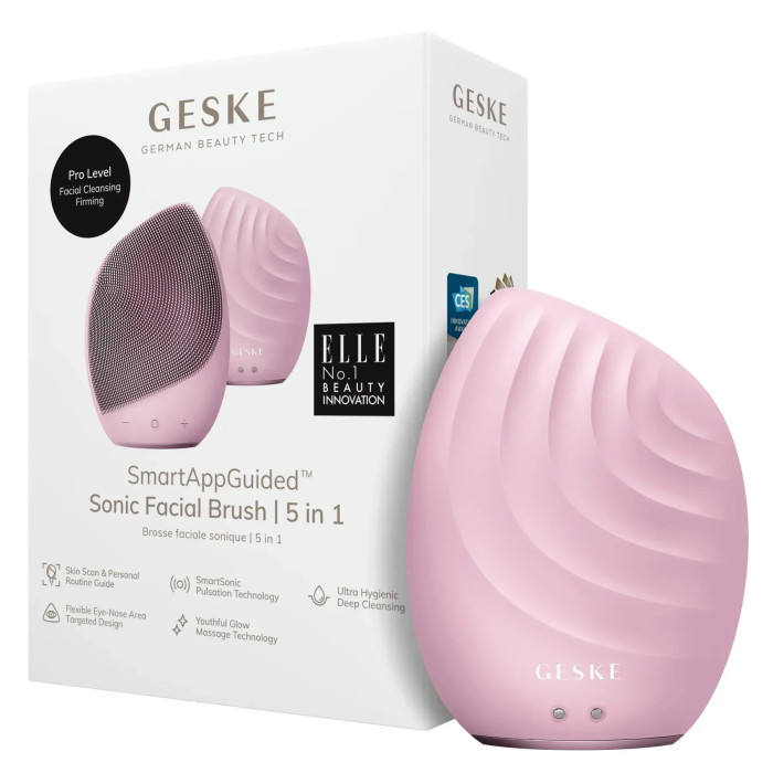 Електронна ультразвукова щітка для обличчя GESKE Sonic Facial Brush 5в1 pink
