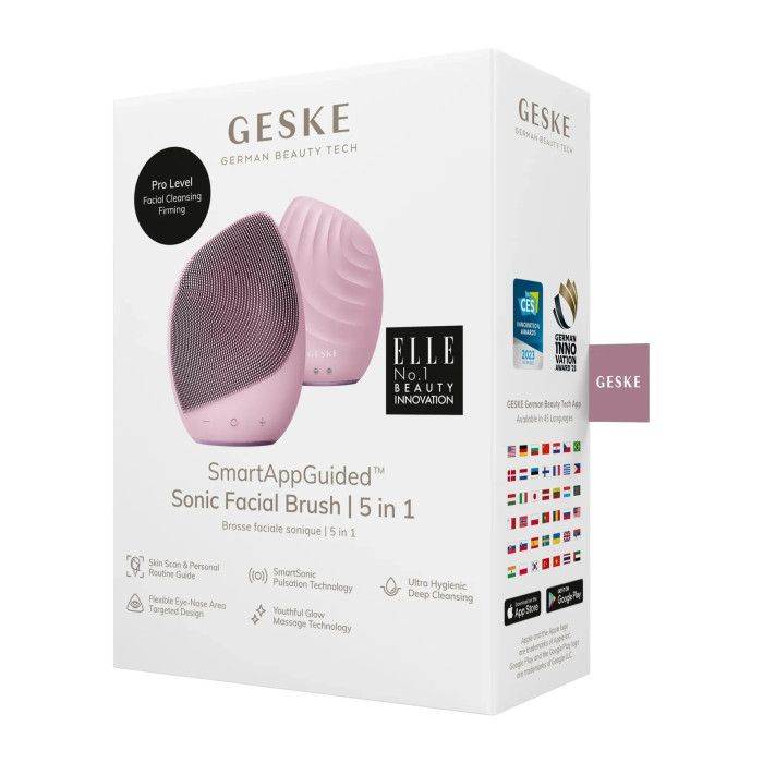 Електронна ультразвукова щітка для обличчя GESKE Sonic Facial Brush 5в1 pink