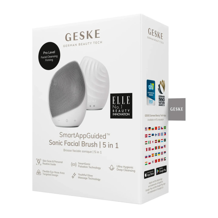 Електронна ультразвукова щітка для обличчя GESKE Sonic Facial Brush 5в1 white