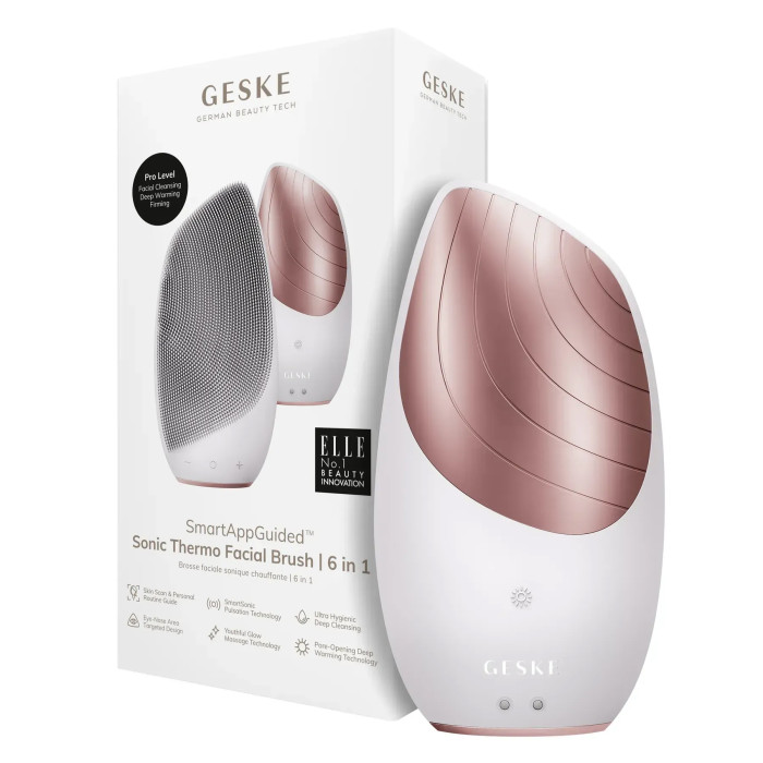 Електронна звукова термо щітка для обличчя GESKE Sonic Thermo Facial Brush 6в1 starlight
