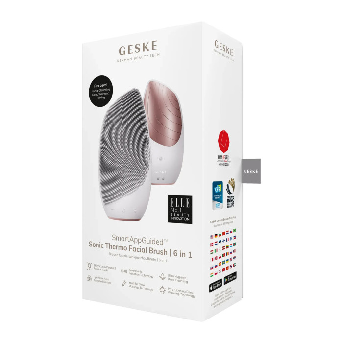 Електронна звукова термо щітка для обличчя GESKE Sonic Thermo Facial Brush 6в1 starlight