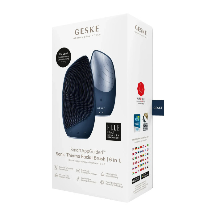 Електронна звукова термо щітка для обличчя GESKE Sonic Thermo Facial Brush 6в1 midnight