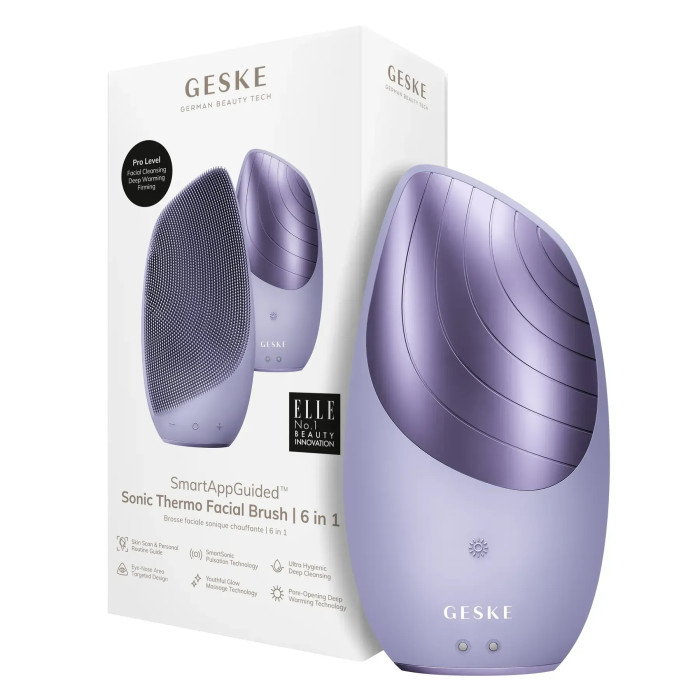 Електронна звукова термо щітка для обличчя GESKE Sonic Thermo Facial Brush 6в1 purple
