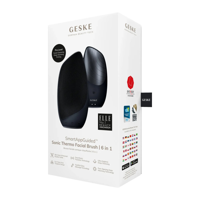 Електронна звукова термо щітка для обличчя GESKE Sonic Thermo Facial Brush 6в1 black