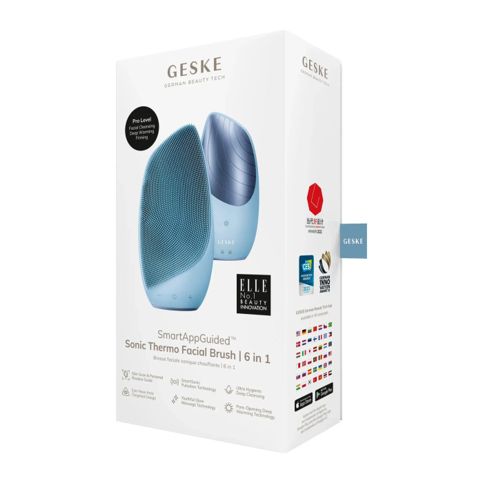 Електронна звукова термо щітка для обличчя GESKE Sonic Thermo Facial Brush 6в1 aquamarine
