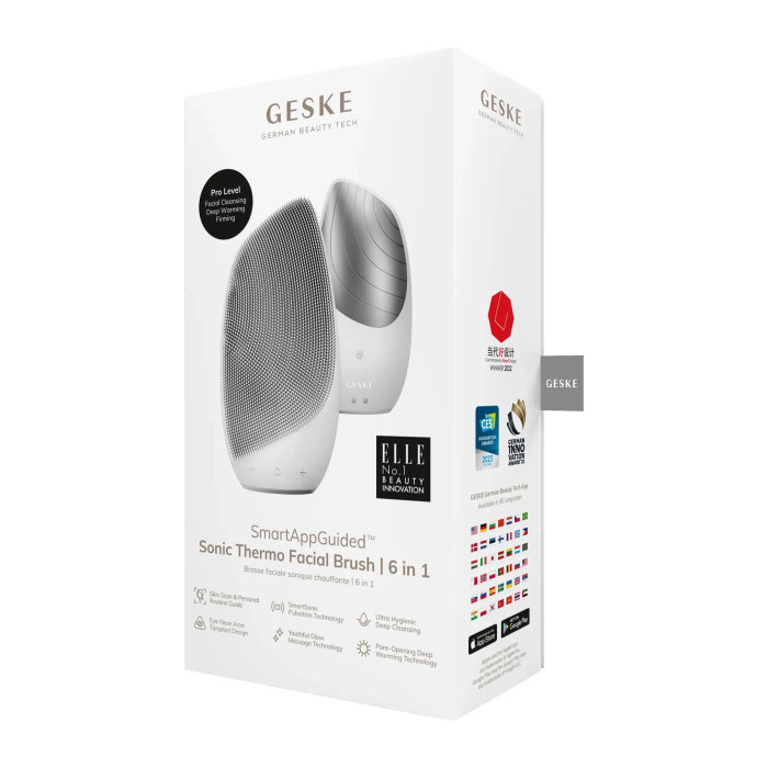Електронна звукова термо щітка для обличчя GESKE Sonic Thermo Facial Brush 6в1 white