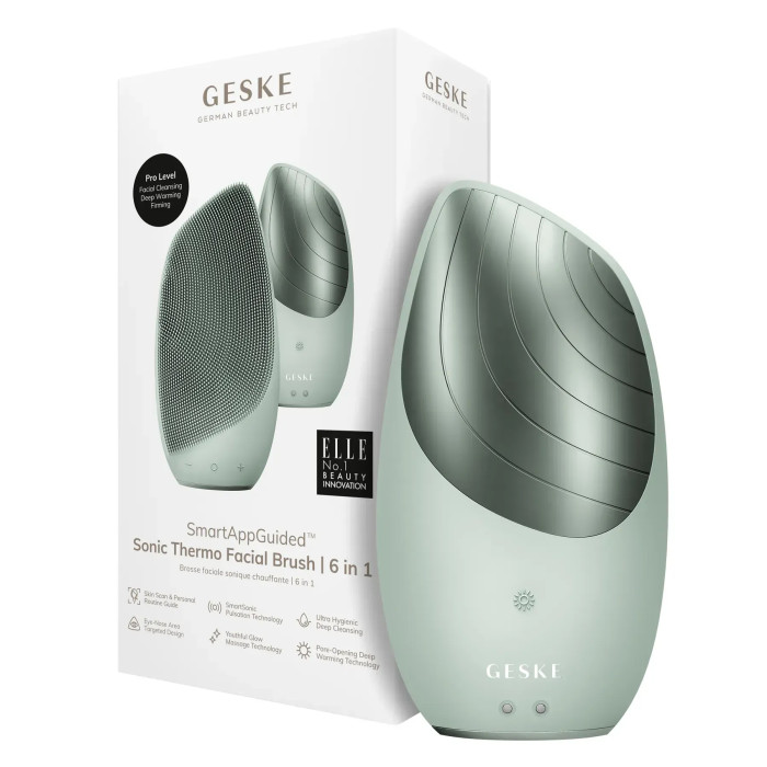 Електронна звукова термо щітка для обличчя GESKE Sonic Thermo Facial Brush 6в1 green