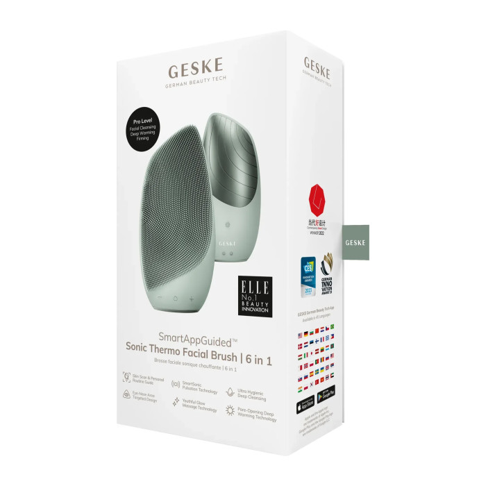 Електронна звукова термо щітка для обличчя GESKE Sonic Thermo Facial Brush 6в1 green