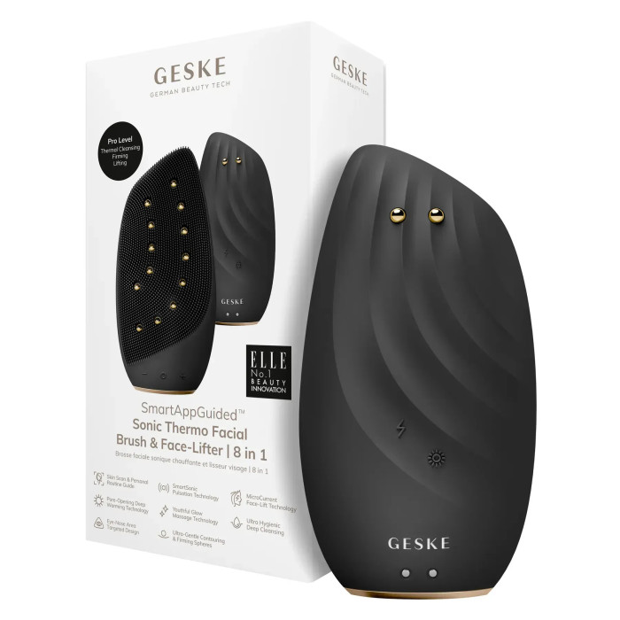 Очищувальна щітка для обличчя GESKE Sonic Thermo Facial Brush&Face-Lifter 8в1 gray