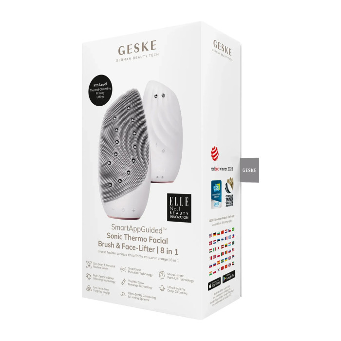Очищувальна щітка для обличчя GESKE Sonic Thermo Facial Brush&Face-Lifter 8в1 starlight