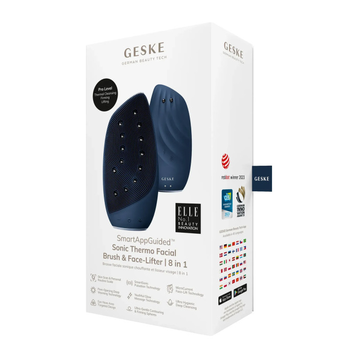 Очищувальна щітка для обличчя GESKE Sonic Thermo Facial Brush&Face-Lifter 8в1 midnight