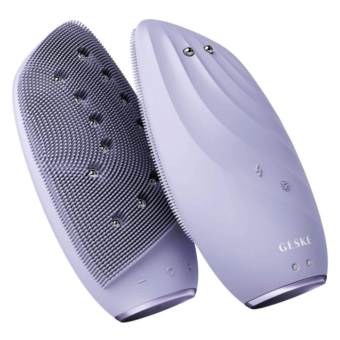 Очищувальна щітка для обличчя GESKE Sonic Thermo Facial Brush&Face-Lifter 8в1 purple