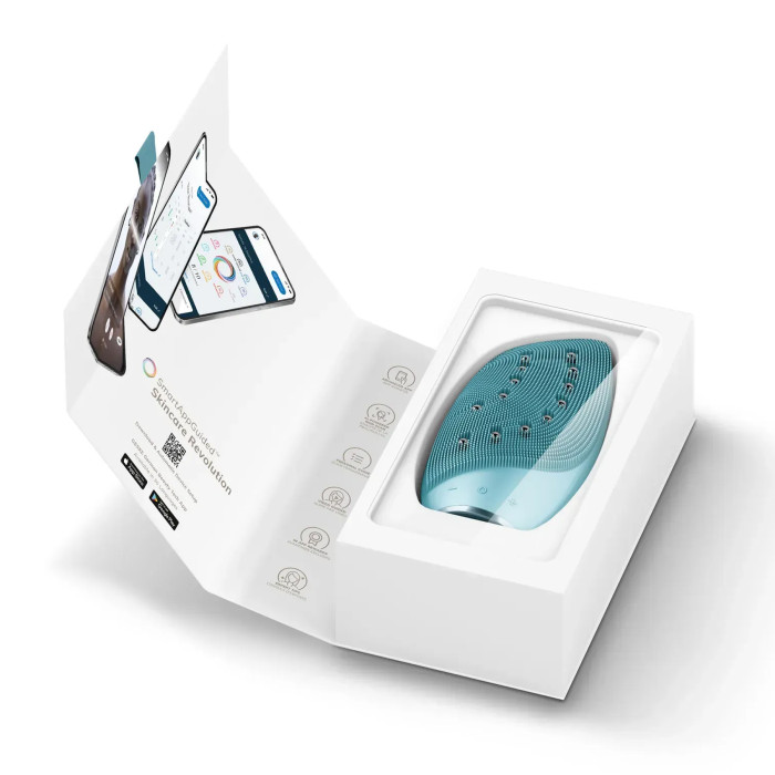 Очищувальна щітка для обличчя GESKE Sonic Thermo Facial Brush&Face-Lifter 8в1 turquoise