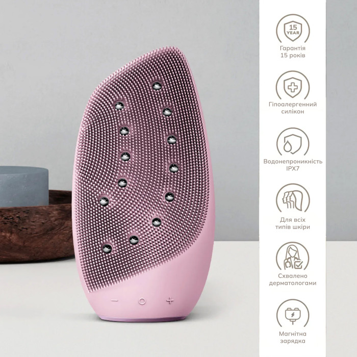 Очищувальна щітка для обличчя GESKE Sonic Thermo Facial Brush&Face-Lifter 8в1 pink